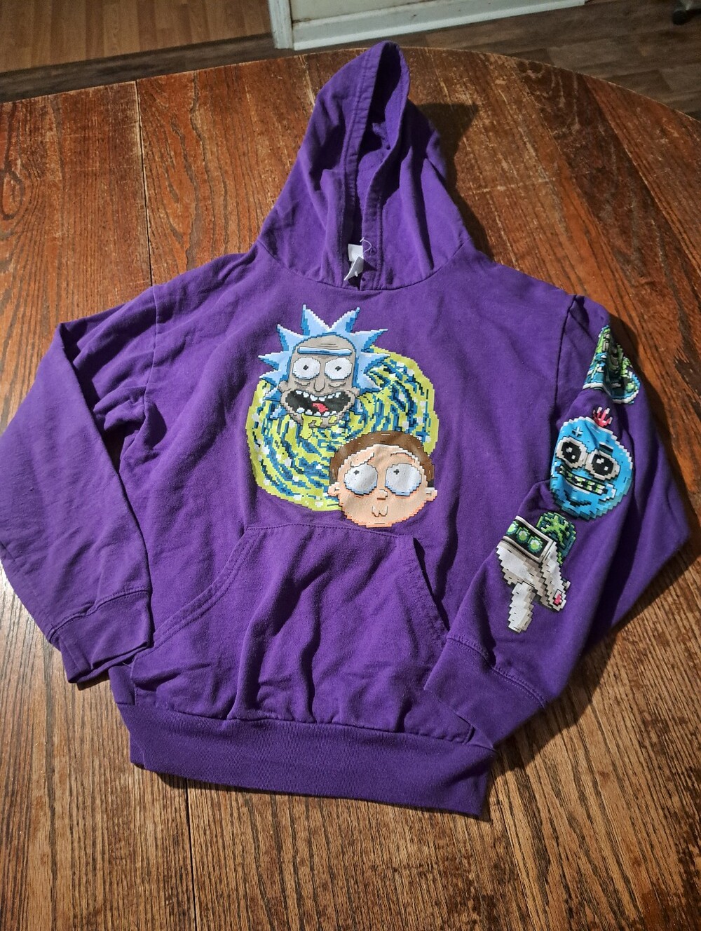 Small Rick And Morty Adult Swim Purple Long Sleeve Pullover Hoodie Fleece Hooded